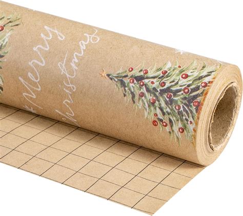 Amazon RUSPEPA Kraft Christmas Wrapping Paper Roll Mini Roll