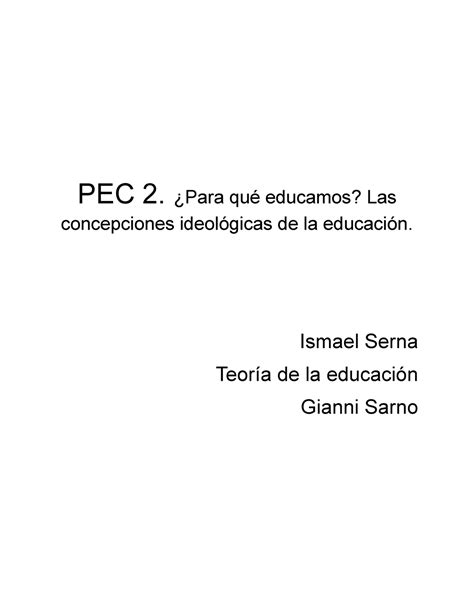 Serna Asensio Pec Pec De Teor A De La Educaci N Pec Para Qu