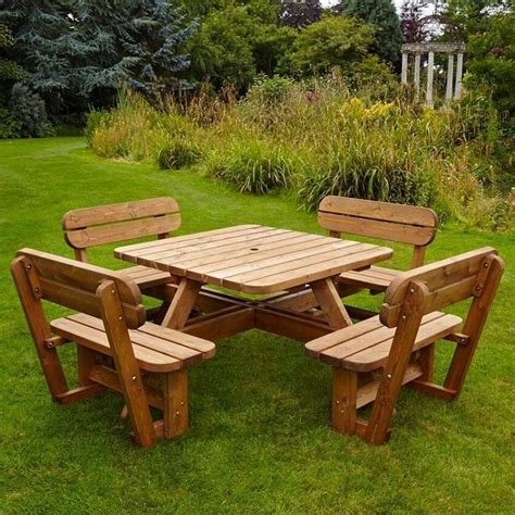 Wooden 8 Seater Pine Picnic Table Picnic Bench Garden Patio Wood Furniture Set Outdoor