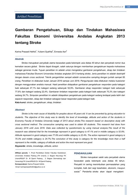 PDF Gambaran Pengetahuan Sikap Dan Tindakan Mahasiswa Fakultas