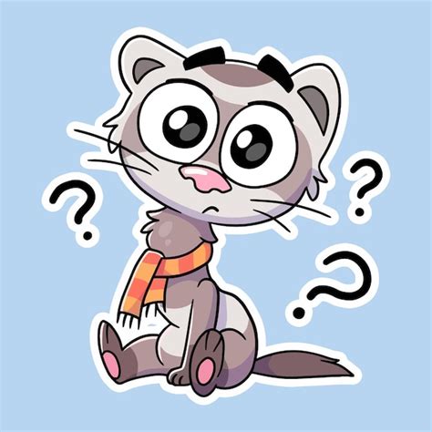 Premium Vector Cute Cat Sticker Sitting With A Confused Face Question