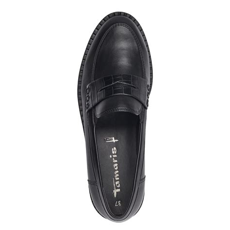 Tamaris ženske lakovane mokasine 1 24312 41 BLACK MATT