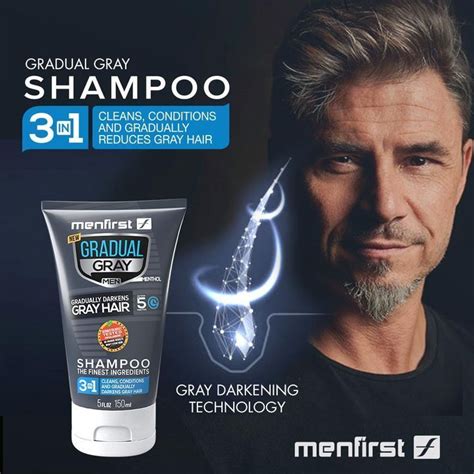 Menfirst Shampoo Gradual Gray 3 In 1 Cleans Conditions And Gradually Darkens Gray Color 👨‍🔬