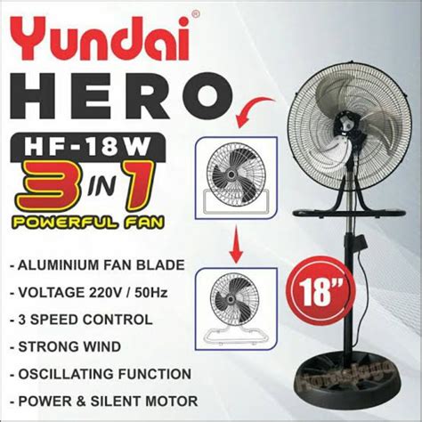 Jual Kipas Angin Besi 18 Inch Yundai Hero HF 18W Bisa 3 In 1 Shopee