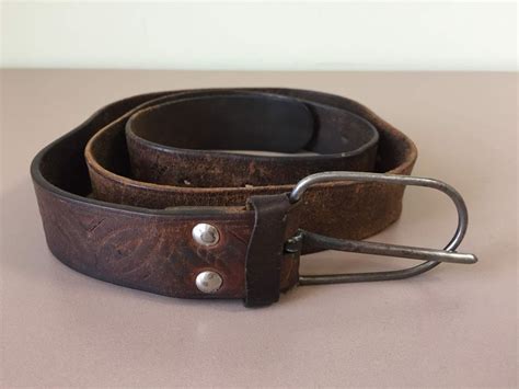 Leather Belt 1970s Vintage Old Used Worn Light Brown Etsy Brown