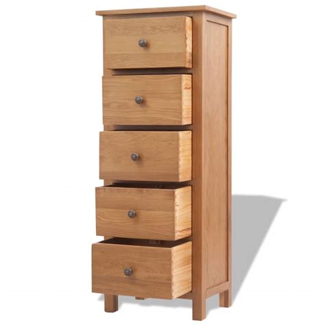 Vidaxl Tallboy Chest Of Drawers Solid Oak X X Cm Brown Vidaxl Co Uk