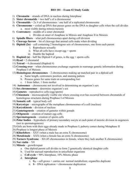 Bio Exam Study Guide