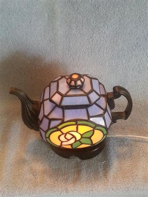 Teapot Nightlight Stained Glass Accent Lamp Etsy Tea Pots Stained