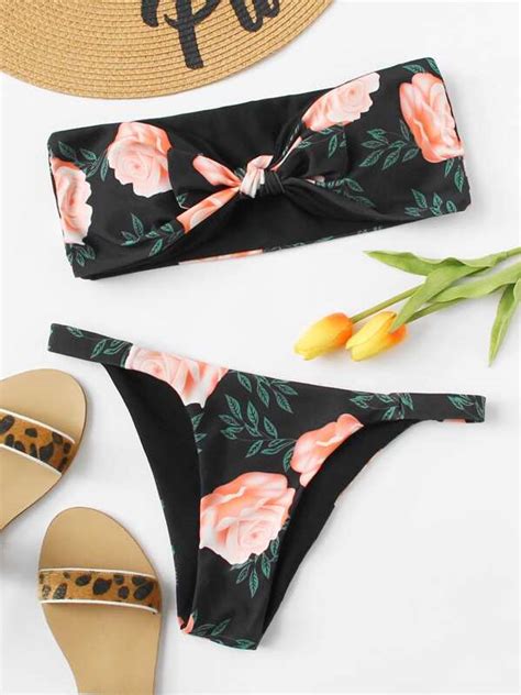 Is That The New Flower Print Knot Bandeau Top With Tanga Bikini