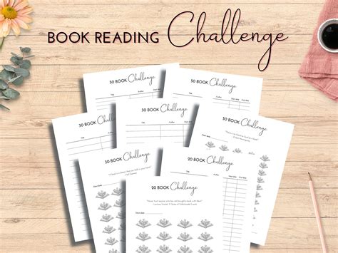 Book Reading Challenge, Printable Reading Challenge, Book Tracker, Book Challenge, Reading Log ...