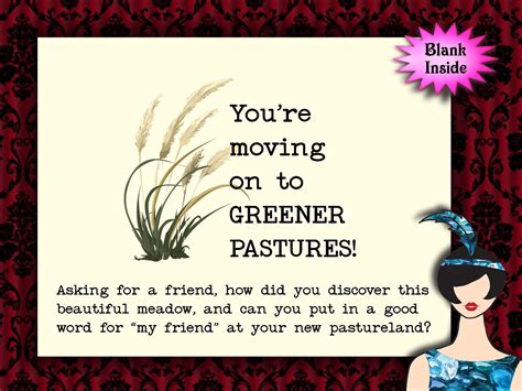 You Re Moving On To Greener Pastures Funny Farewell Card New Job