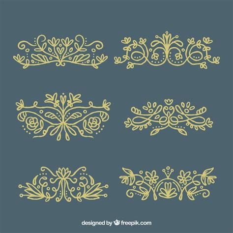 Packung Mit Eleganten Goldenen Blumenornamente Kostenlose Vektor