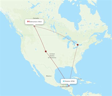 All Flight Routes From Roatan To Edmonton Rtb To Yeg Flight Routes