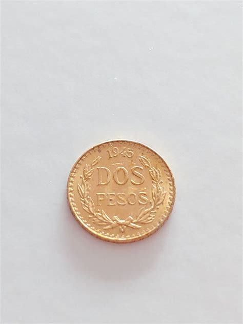 Meksykanska Zlota Moneta Dwa Peso 22ct Zloto 1945 Rok Stan Idealny