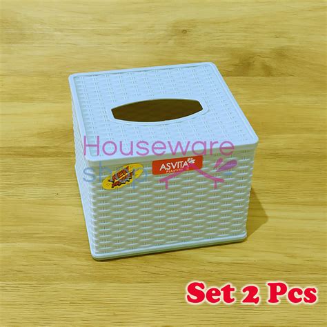 Set Pcs Tempat Tissue Kotak Motif Rotan Kotak Tisu Segi Plastik