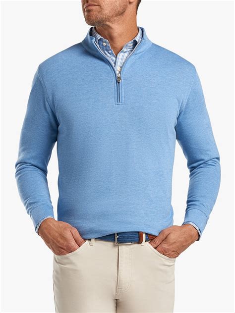 Peter Millar Crown Mens Crown Comfort Interlock Quarter Zip Saint