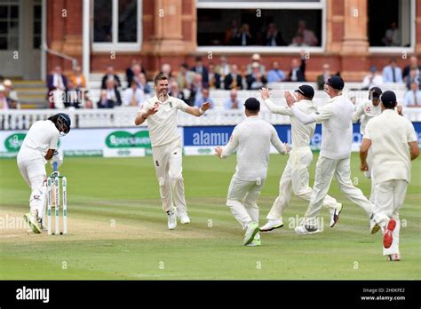 Englands James Anderson Celebrates Taking The Wicket Of Indias Murali