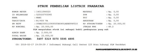 Contoh Struk Pembayaran Listrik Word Ruang Ilmu