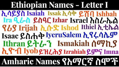 Ethiopian Names - Letter I - LOJSociety | Lion Of Judah Society ...