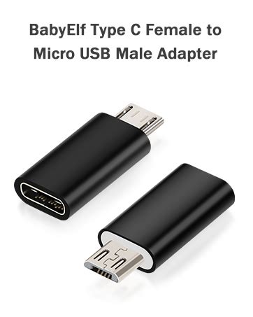 BabyElf USB C Adapter Type C Female To Micro USB Male Convert