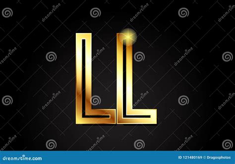 Gold Alphabet Letter Ll L L Logo Combination Icon Design Stock Vector