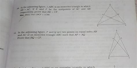 10 In The Adjoining Figure ABC Is An Isosceles Triangle In Which AB AC