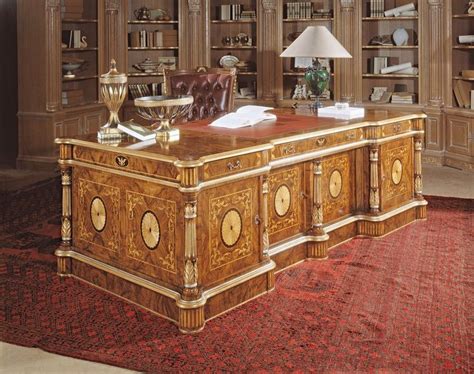 Inlaid Presidential Executive Desk Business Office Decor Luxury