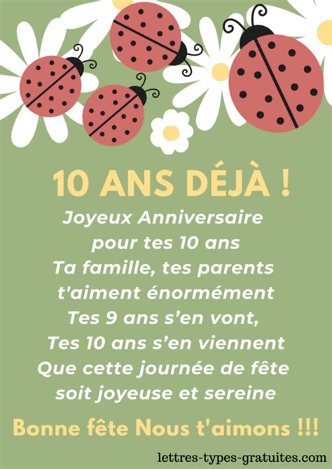 Message Anniversaire 10 Ans Souhaiter Joyeux Anniversaire Fille Garçon