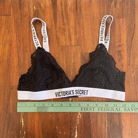 Victorias Secret Black Lace Triangle Bralette Depop