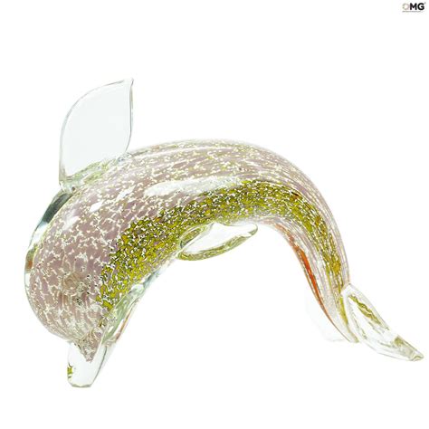 Dolphin Sculpture Multicolor Original Murano Glass