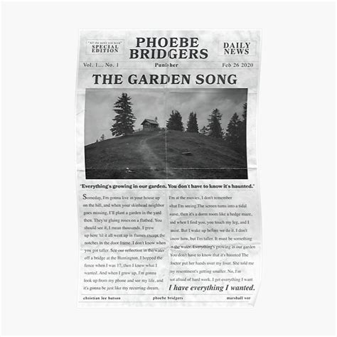 "phoebe bridgers garden song, phoebe bridgers poster, dorm room poster ...