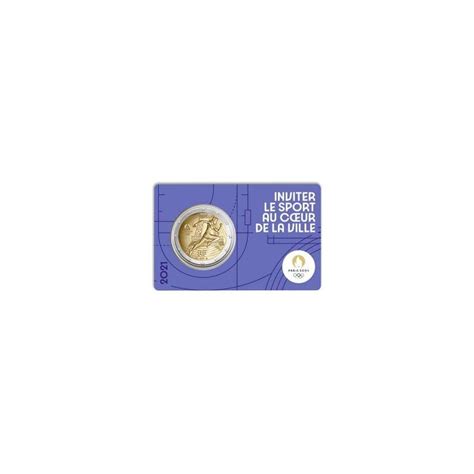 2021 FRANCE 2 euros Commémorative coincard BU JO Paris 2024 violet