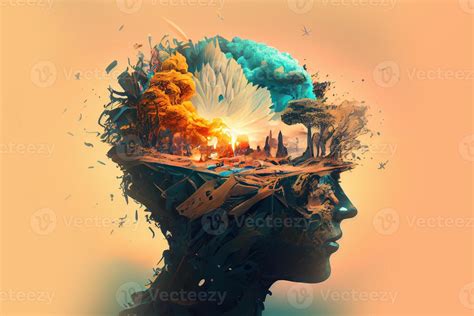 Illustration Of Annual Collective Mind Concept Art Exploding Mind