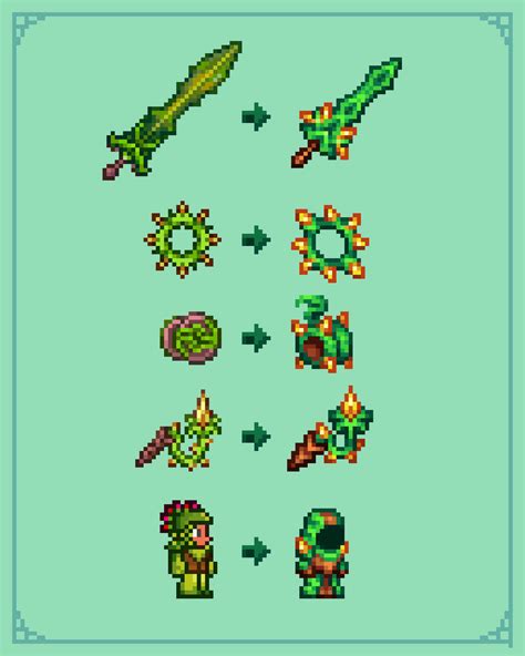 Pixel Art - Jungle Weapons and Armor Resprite | Terraria Community Forums