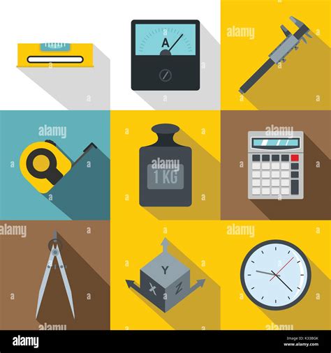 Dimension Icon Set Flat Style Stock Vector Image Art Alamy