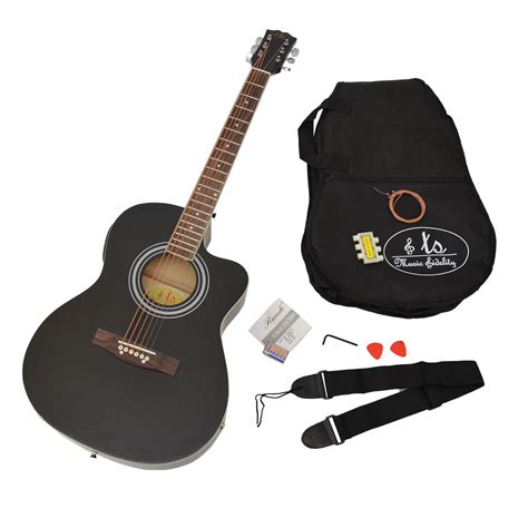 Eq Elektro Akustik Gitarre Westerngitarre Schwarz Mit 4 Band Pickup