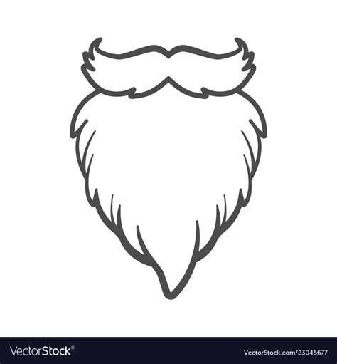 White furry santa claus beard isolated Royalty Free Vector