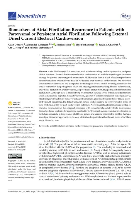 PDF Biomarkers Of Atrial Fibrillation Recurrence In Patients With