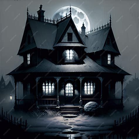 Premium AI Image | Black and white drawing of a halloween haunted house ...