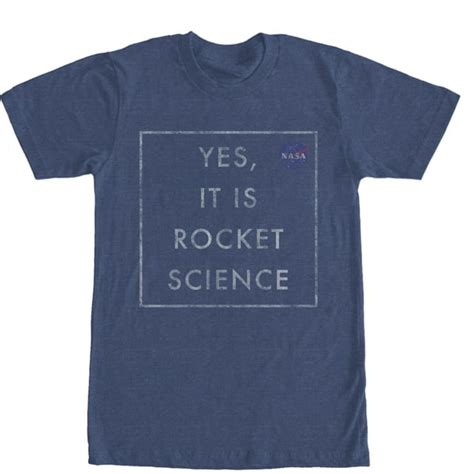 Mens Nasa Yes It Is Rocket Science Graphic Tee Navy Blue Heather Small