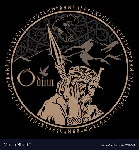 Design In Old Norse Style God Odin Royalty Free Vector Image