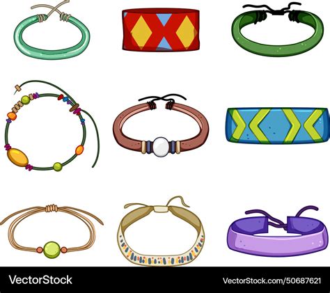 Hippie Friendship Bracelets Set Cartoon Royalty Free Vector