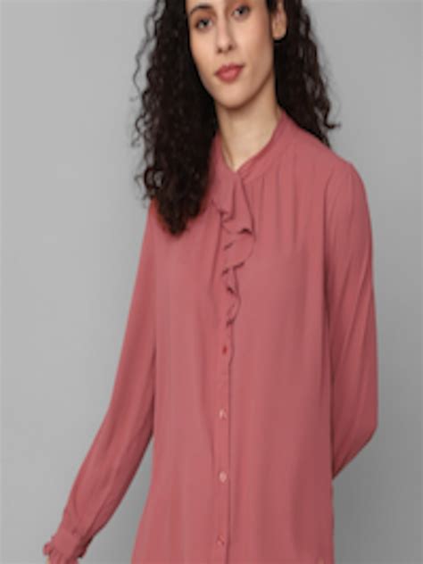 Buy Allen Solly Woman Mandarin Collar Ruffles Shirt Style Top Tops