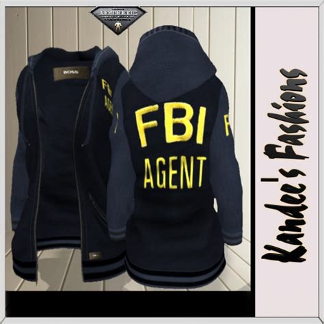 Second Life Marketplace - AESTHETIC Men's Long Sleeve FBI Agent Hoodie