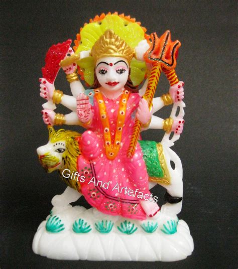 Buy Gifts And Artefacts White Marble Maa Durga Statue Hand Painted Maa