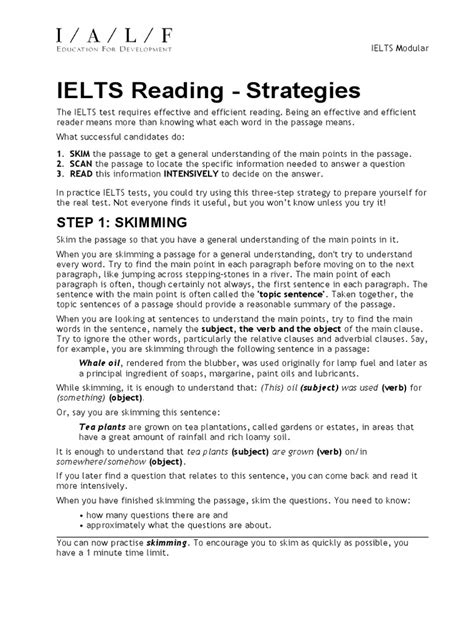 Ielts Reading Strategies Pdf Speed Reading International English