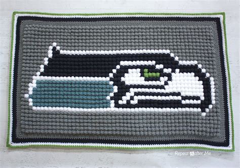 Crochet Bobble Stitch Pixel Blanket Seattle Seahawks Blanket Repeat Crafter Me