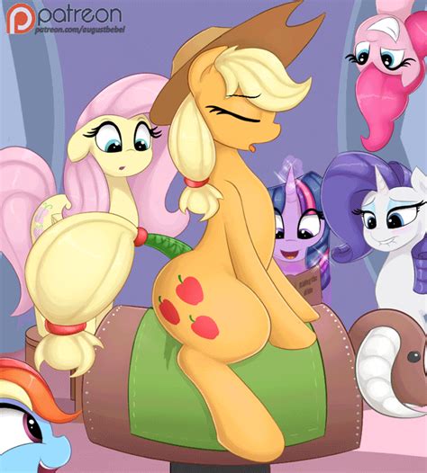 Rule 34 2016 Animated Applejack Mlp Augustbebel Biting Lip Closed