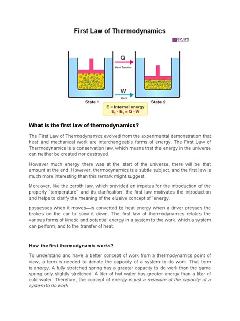 First Law of Thermodynamics | PDF