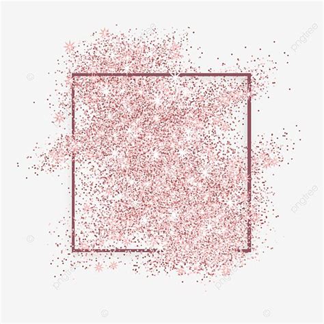 Elemento De Borda Quadrada De Glitter Ouro Rosa PNG Brilhar Rosa